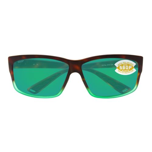 Costa Del Mar Cut Matte Tortuga Fade Frame Green Mirror 580P Plastic Lens