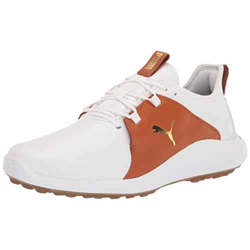 Puma Men`s Ignite Fasten8 Crafted Golf Shoe - Choose Sz/col Puma White/Gold/Leather Brown