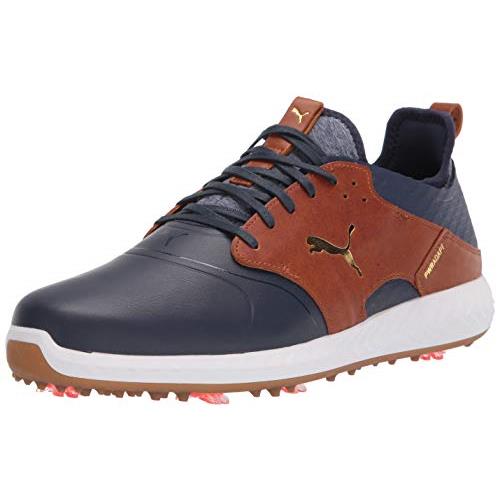 Puma Men`s Ignite Pwradapt Caged Crafted Golf Shoe - Choose Sz/col Peacoat-leather Brown-puma Team Gold