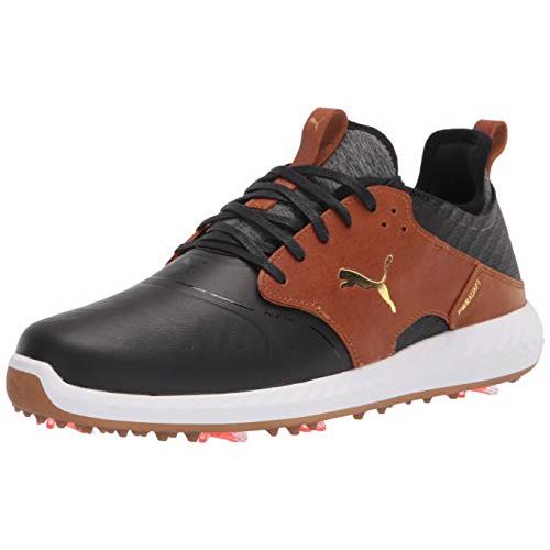 Puma Men`s Ignite Pwradapt Caged Crafted Golf Shoe - Choose Sz/col Puma Black-leather Brown-puma Team Gold