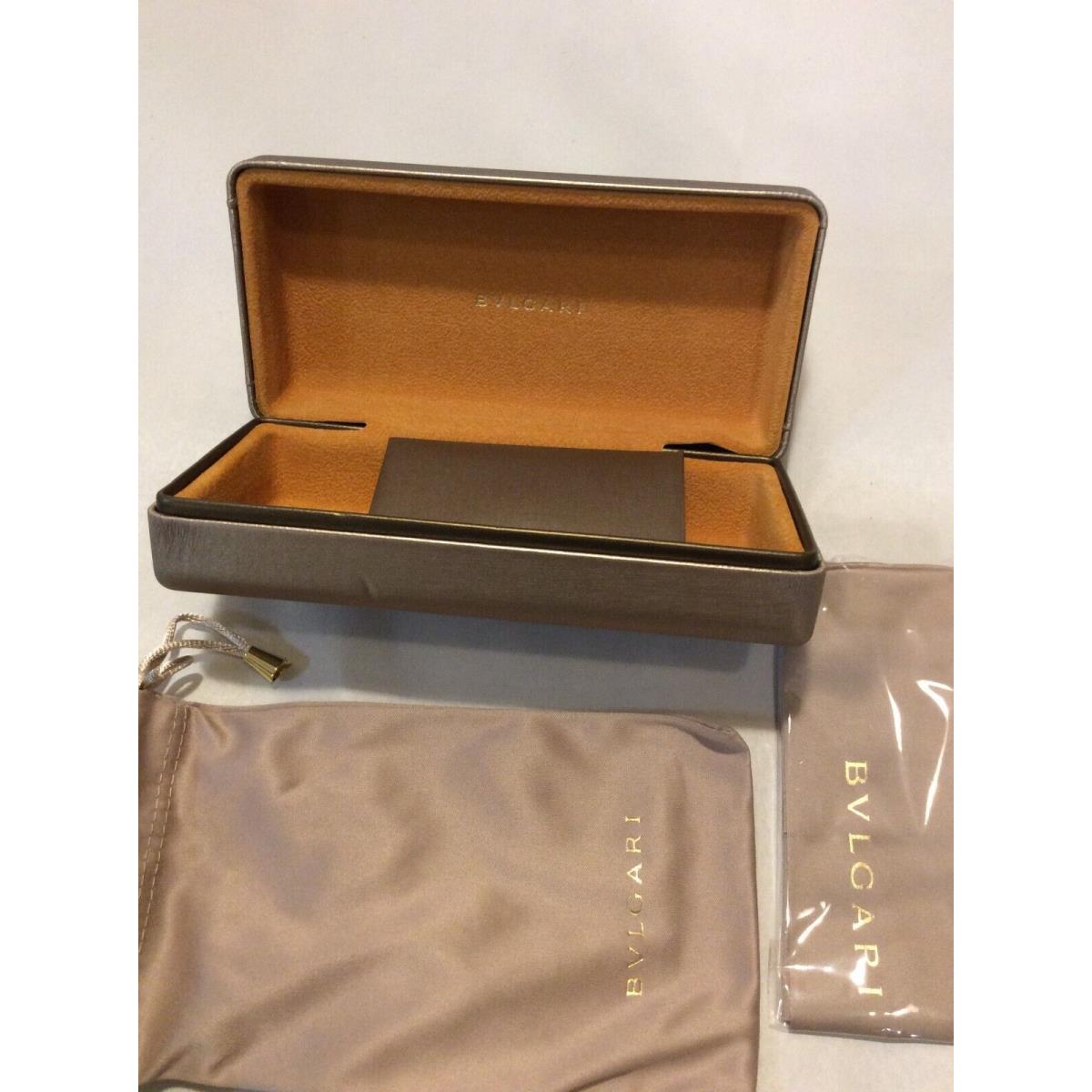 Bvlgari Hard Sunglass Case with Cleaning Cloth and Fabric Bag Bronze