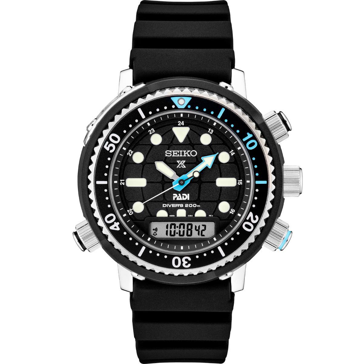 Seiko Men`s Prospex Solar Padi Arnie Black Hybrid Diver`s Watch SNJ035