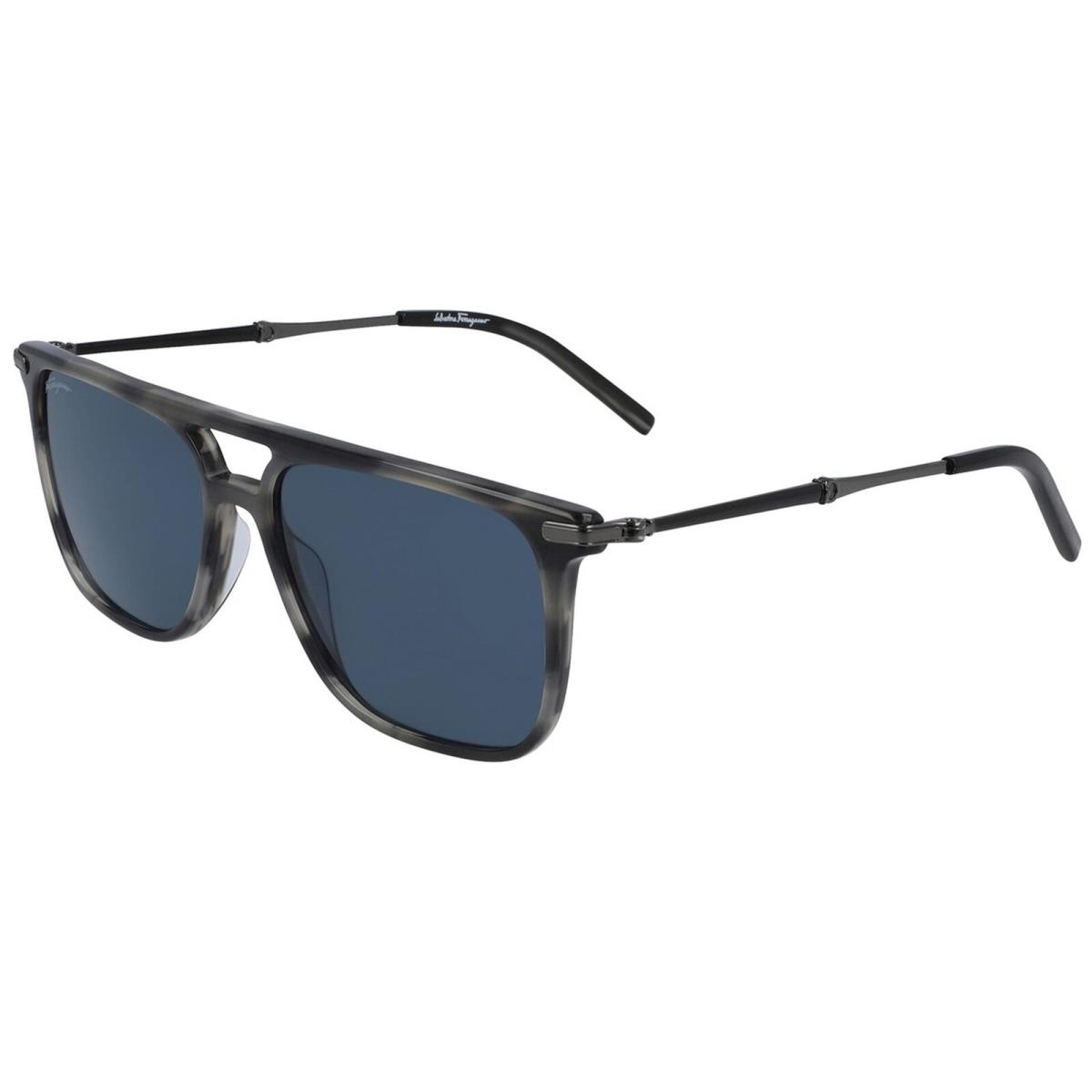 Salvatore Ferragamo Men`s Sunglasses Blue Lens Striped Grey Frame SF966S 003