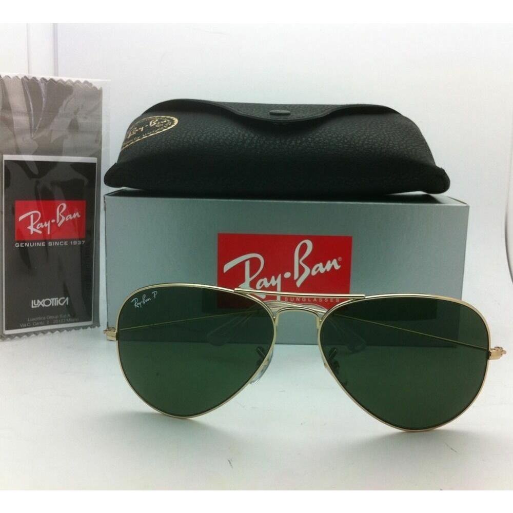 Polarized Ray-ban Aviator Sunglasses RB 3025 001/58 58-14 Gold Frames Green Lens