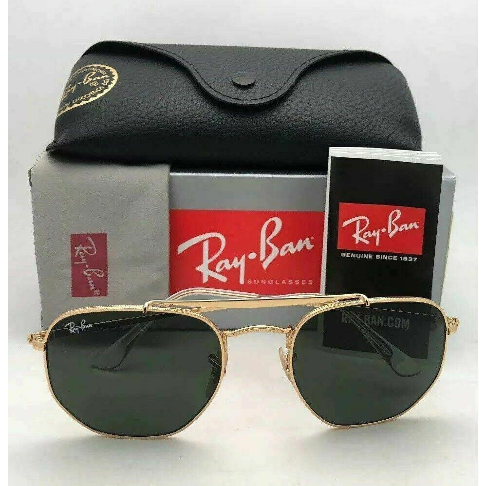 Ray-ban Sunglasses The Marshal RB 3648 001 54-21 Gold Aviator w/ G-15 Green