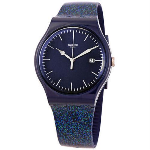 Swatch Men`s Glitter Space Blue Dial Watch - SUON401