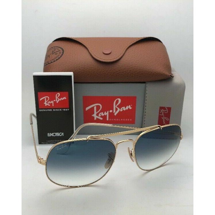 Ray-ban Sunglasses The General RB 3561 001/3F 57-17 Gold Aviator W/blue Fade