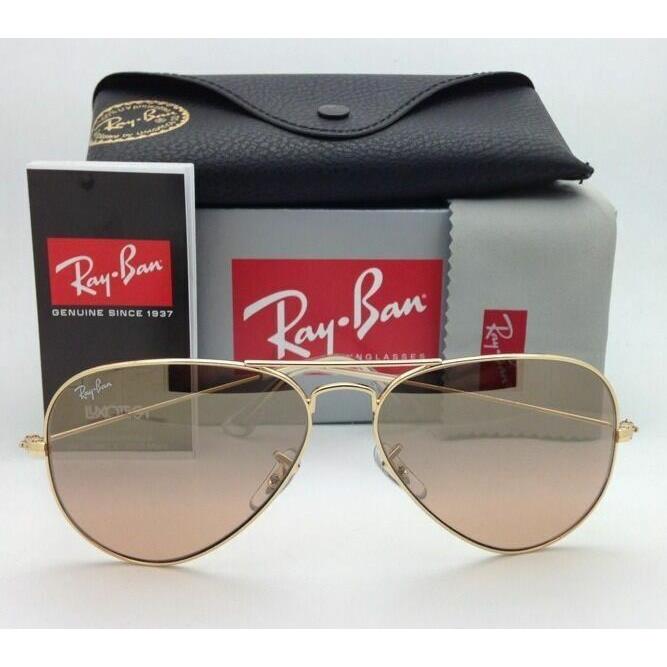 Ray-ban Aviator Sunglasses RB 3025 001/3E 58-14 Gold W/brown Pink Gradient