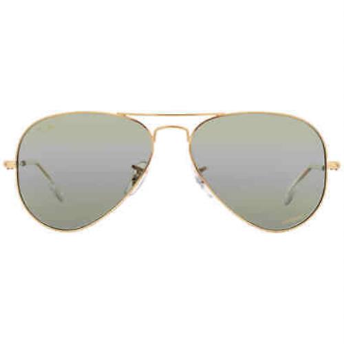 Ray Ban Aviator Chromance Polarized Silver/green Unisex Sunglasses RB3025 9196G4 - Frame: Gold, Lens: Green