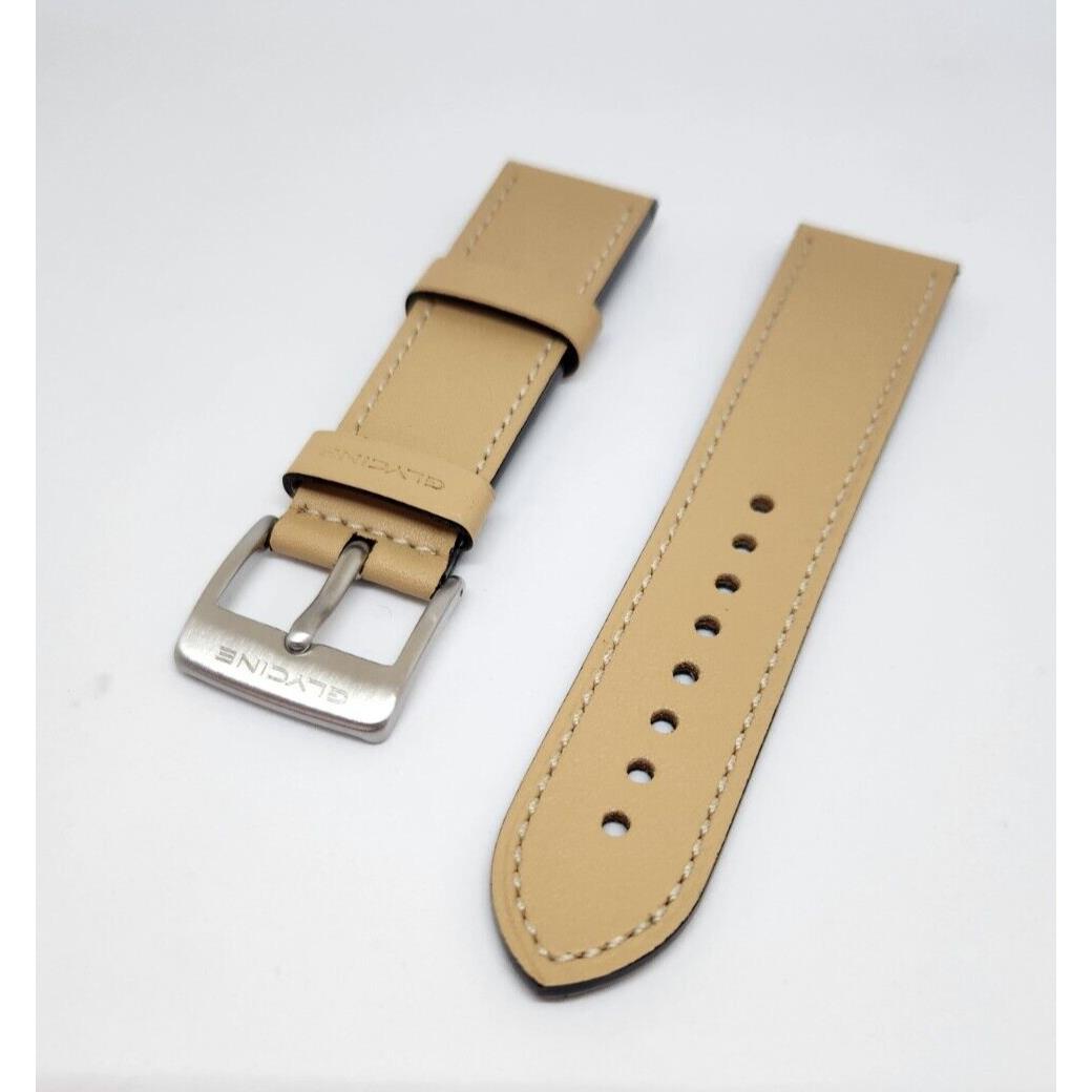 Oem Glycine 24mm Light Brown Khaki Leather Strap Band Bracelet with Steel Buckle