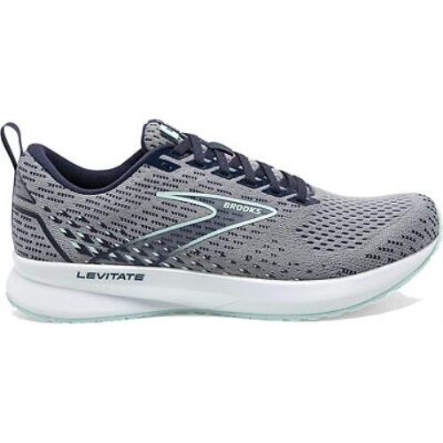 Brooks Women`s Levitate 5 Running Shoes Grey/peacoat/blue 8.5 B Medium US