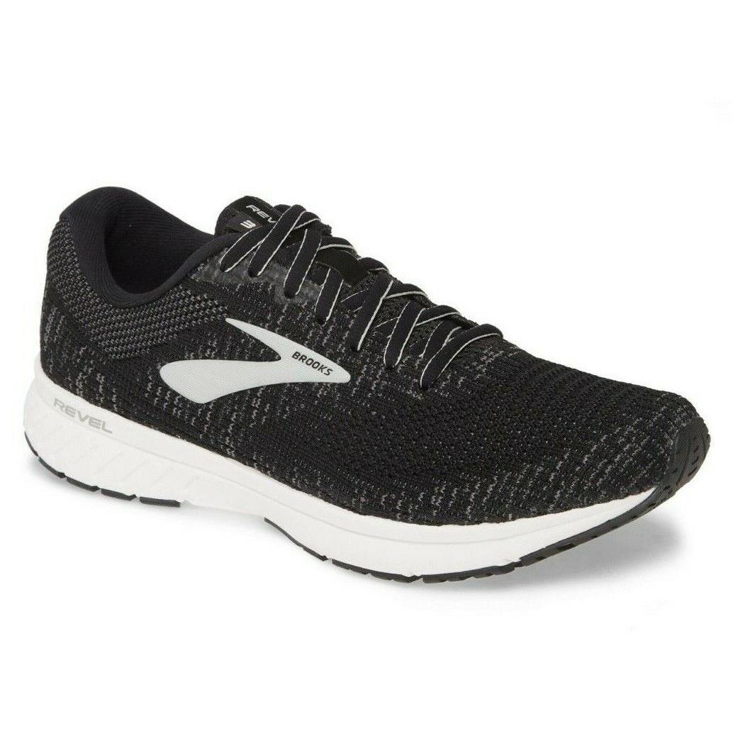 Brooks Revel 3 Sneaker Men`s Road Running Shoes Black / Pearl / White Size 9 D