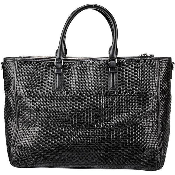 Tory Burch Robinson Black Tote Basketweave Saffiano Leather Largehandbag Bag