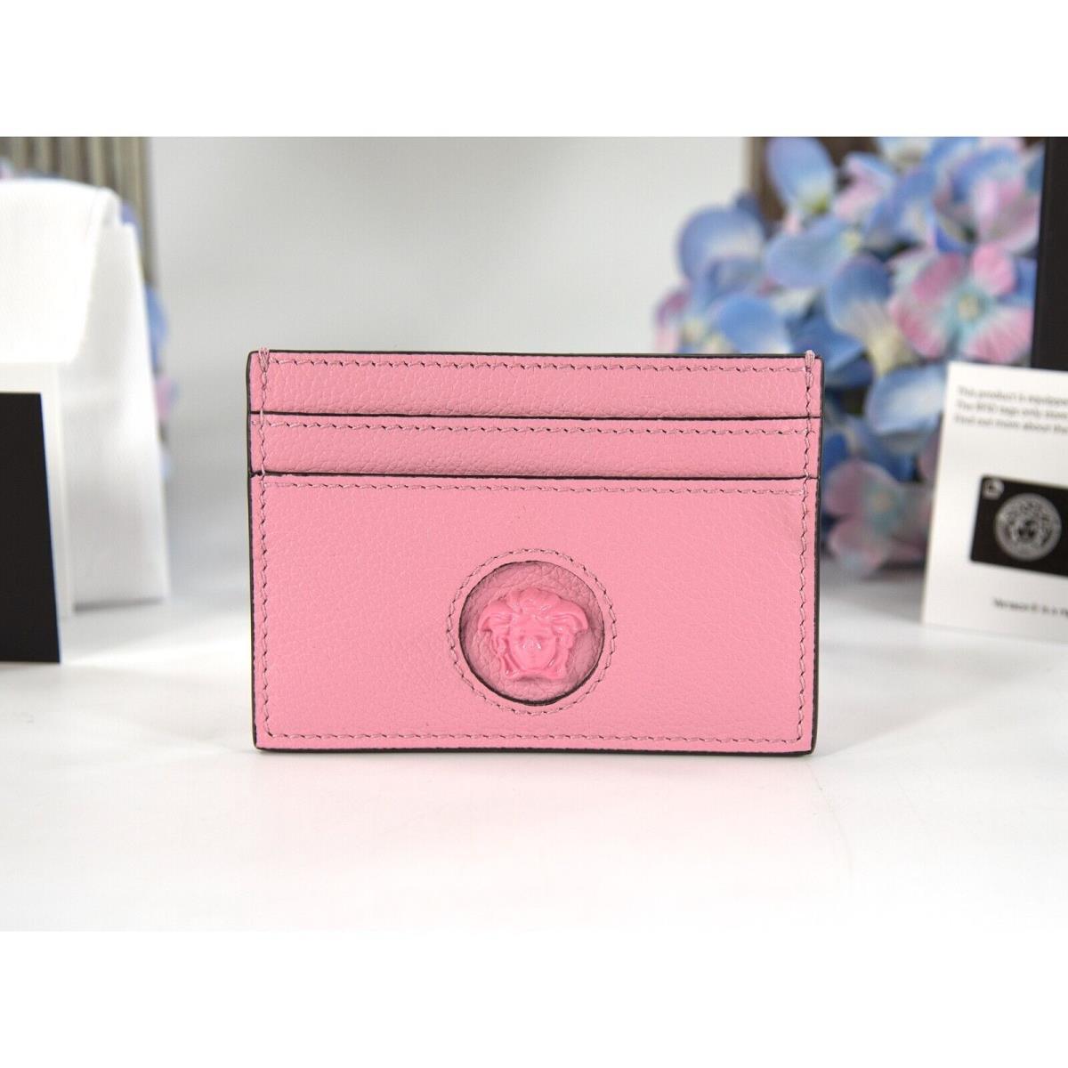 Versace Medusa Head Pink Gold Leather Card Case Holder