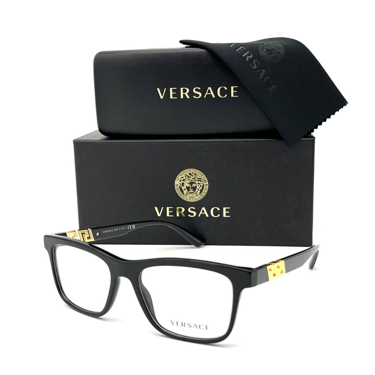 Versace Eyeglasses Mod. 3319-B GB1 53-17 145 Black Gold Rectangular Frames