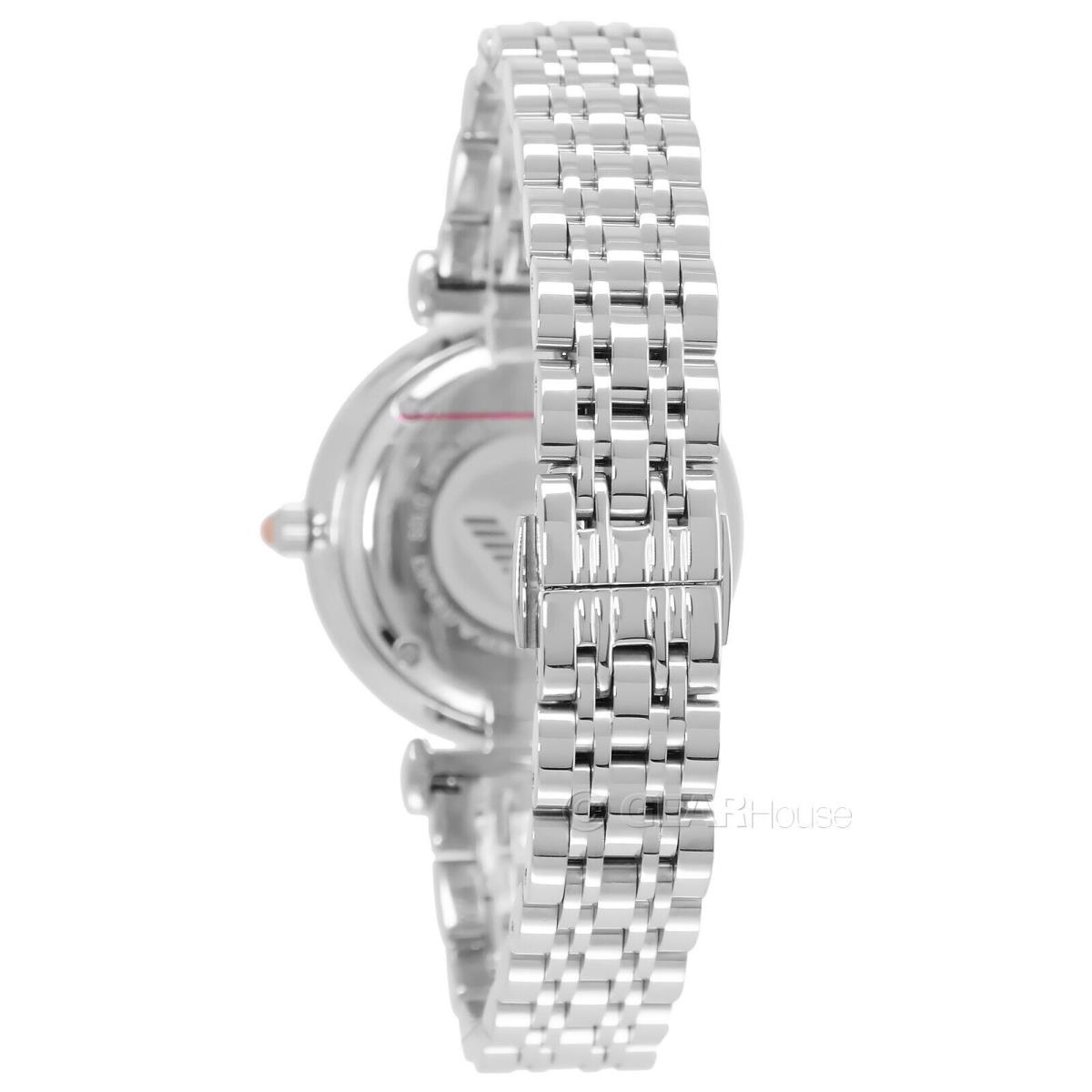 Emporio Armani watch  - Pink Dial, Silver Band, Silver Bezel