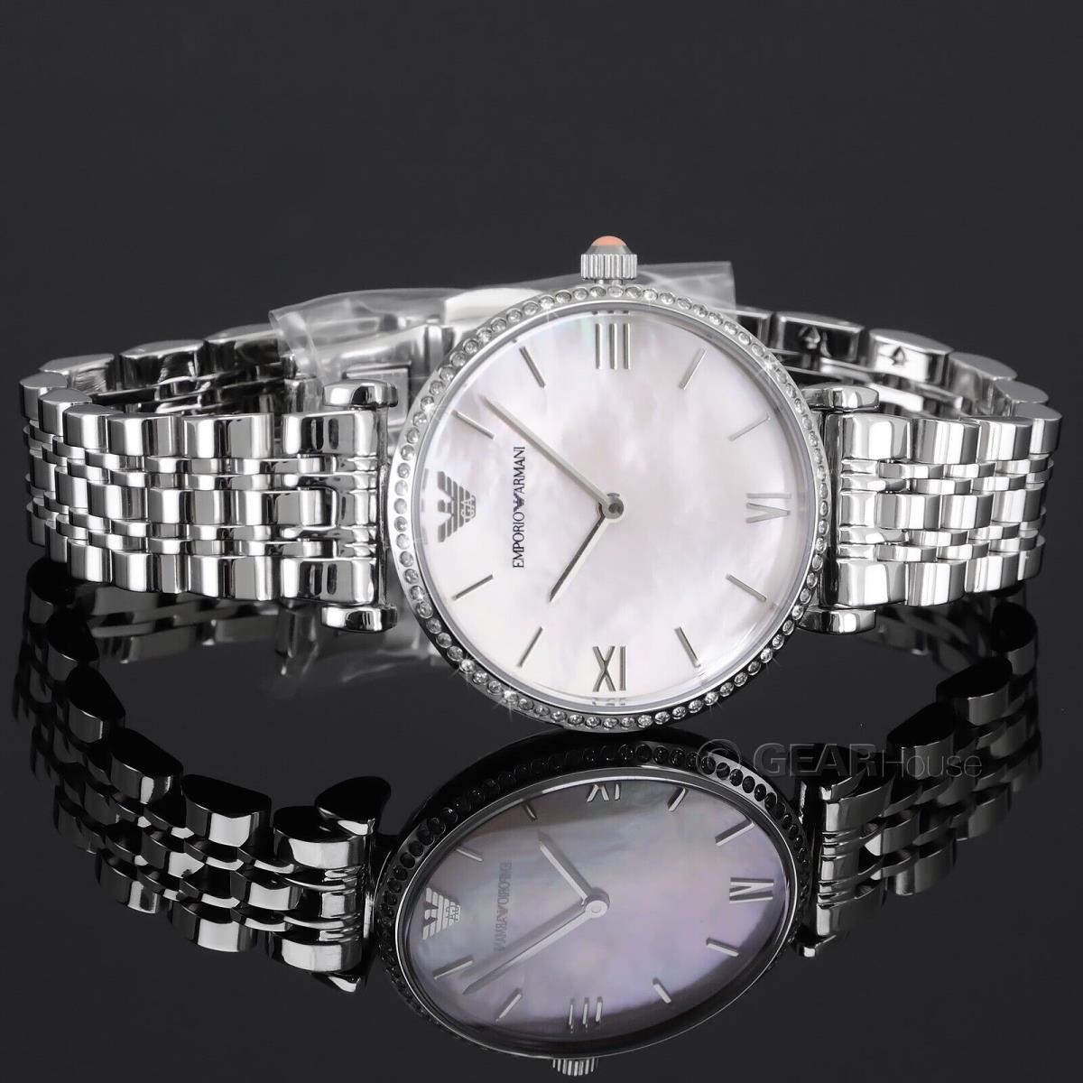 Emporio Armani watch  - Pink Dial, Silver Band, Silver Bezel