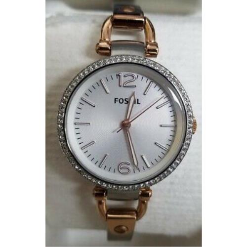 Fossil ES3447 Georgia White Dial Stainless Steel Women`s Watch