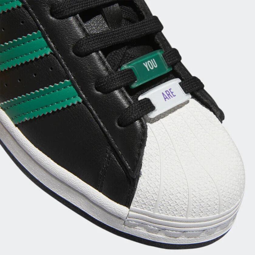 Adidas shoes SUPERSTAR - Core Black / Bold Green / Active 3