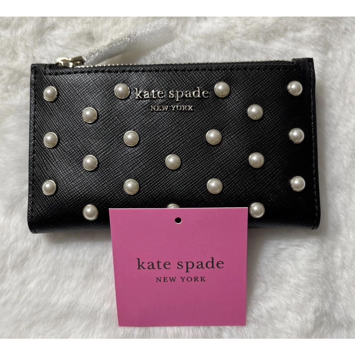 Kate Spade New York Spencer Small Slim Bifold Pearl Wallet Black