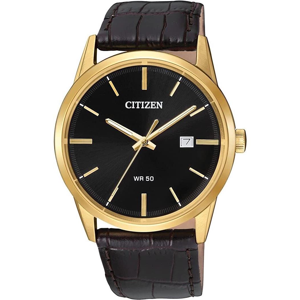 Citizen Quartz Mens Brown Leather Strap Watch Bi5002-06e