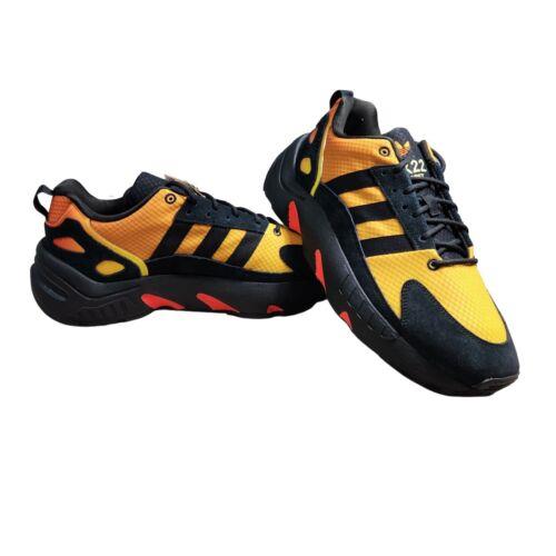 Adidas ZX Boost 22 Men Casual Lifestyle Shoe Black Orange Sneaker Trainer sz 9.5