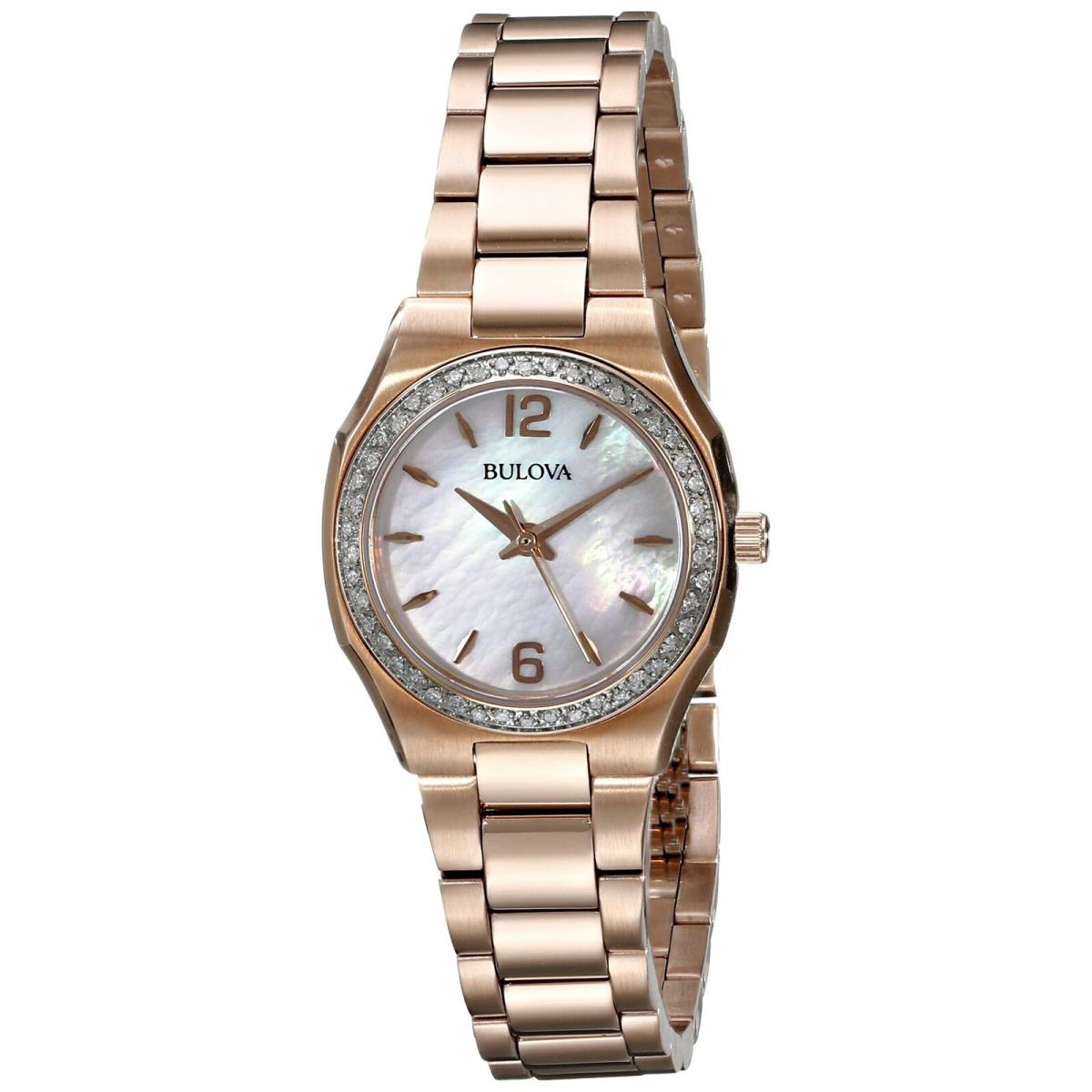 Bulova Diamond Gallery Rose Gold-tone Ladies Watch 98R205