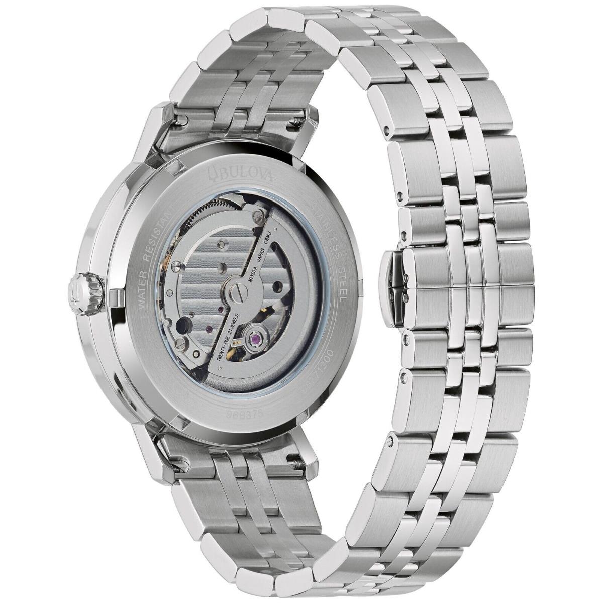 Bulova Mens Classic Automatic Calendar Silver Stainless Steel Watch 41 MM 96B375 - Dial: Brown, Band: Silver, Bezel: Silver