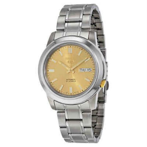 Seiko 5 Automatic Stainless Steel Gold Dial Men`s Watch SNKK13
