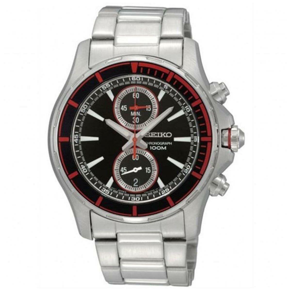 Seiko Men`s SNN247P1 Sports Chronograph Black Dial Stainless Steel Watch