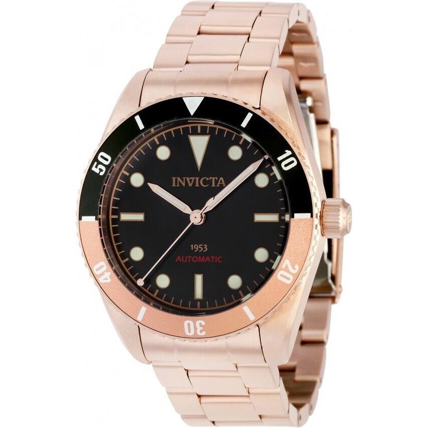 Invicta Men`s 40mm Pro Diver Black Dial Rose Gold Bracelet Automatic Watch 40490