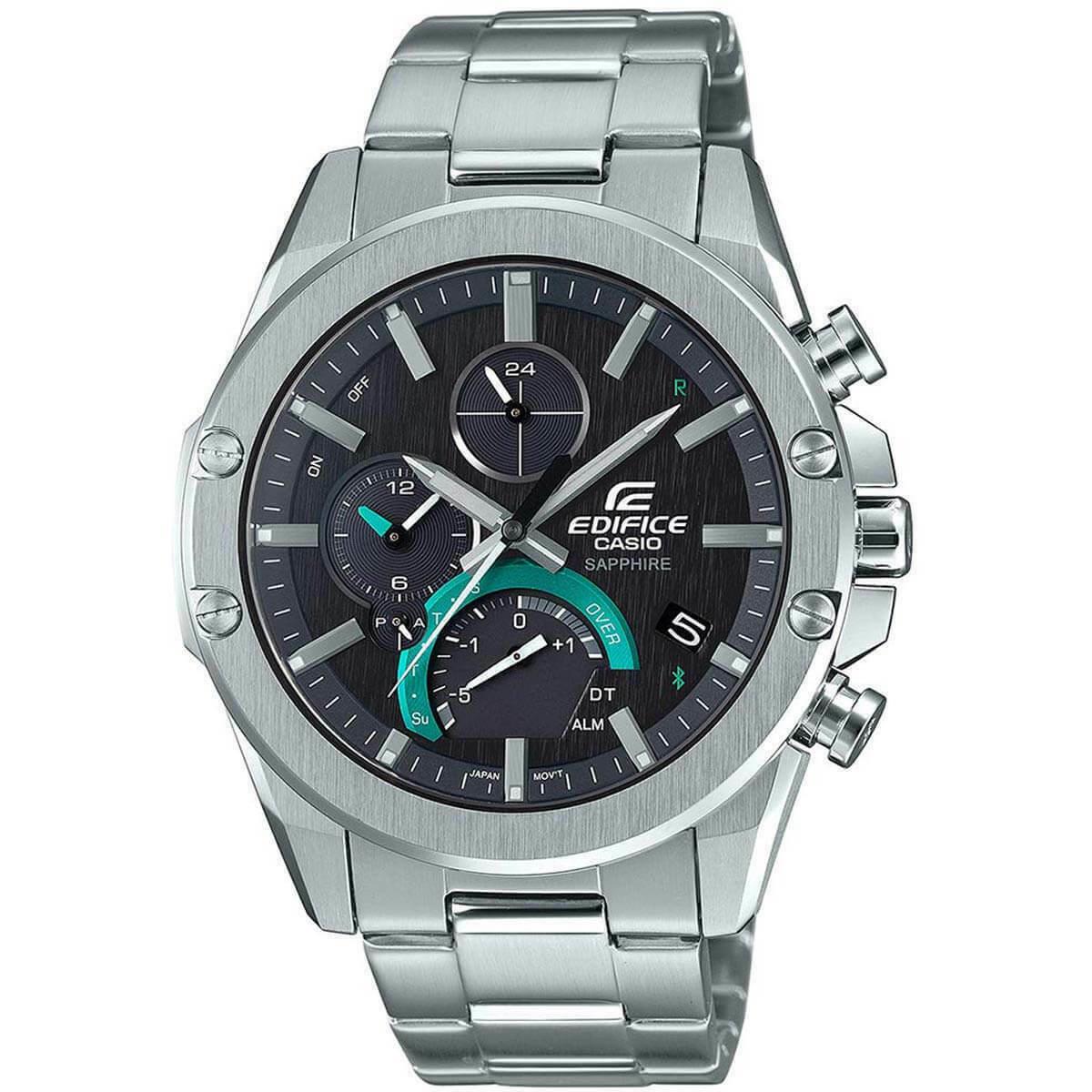 Casio Edifice EQB-1000D-1A Silver Dial Stainless Steel Band Watch - Dial: Gray, Band: Silver, Bezel: Silver