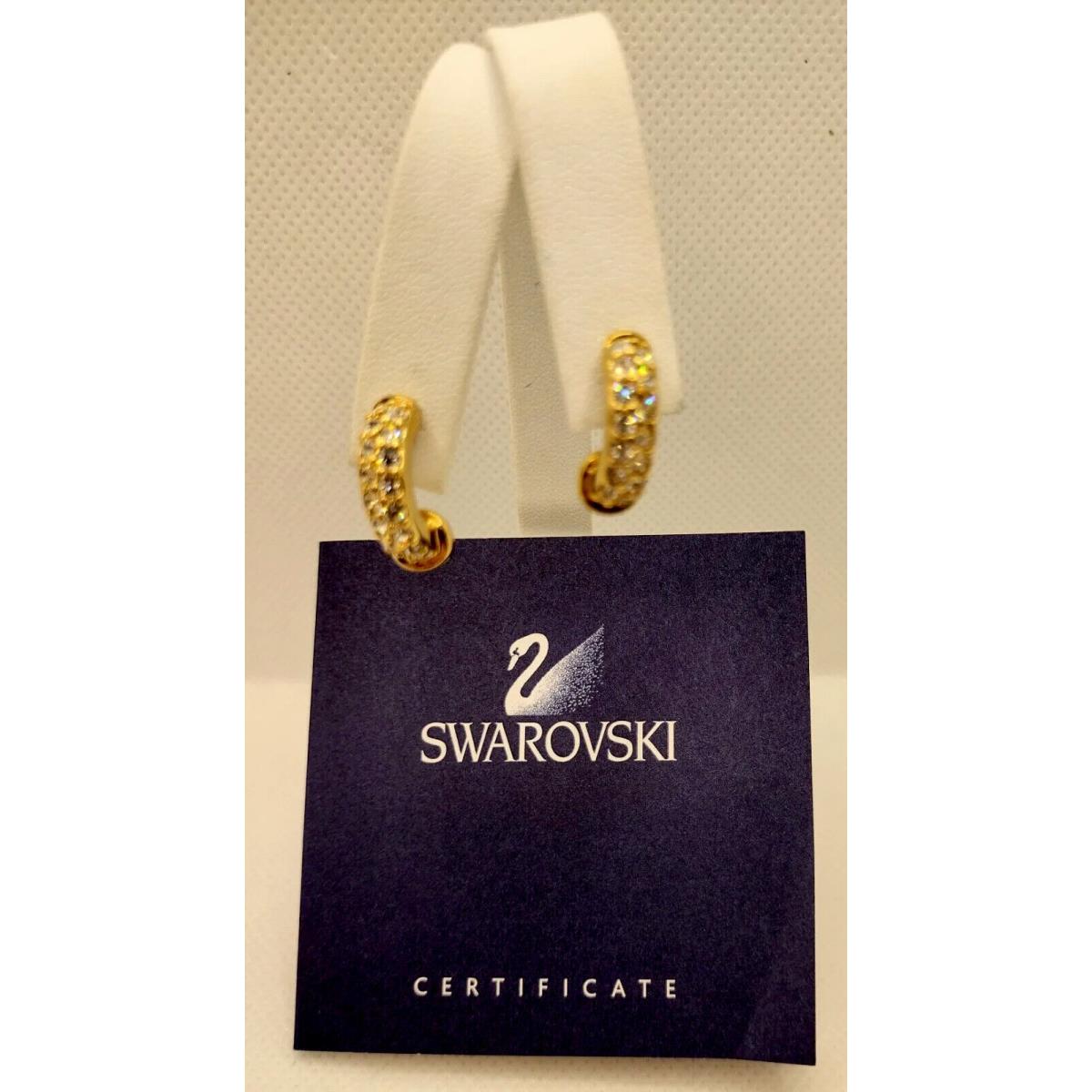 Stunning Swarovski Half Hoop Earrings W/white Crystal Gold Tone Wow