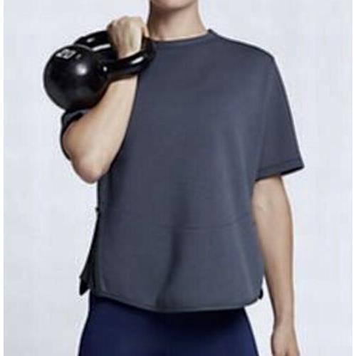 Nike Dry Therma Flex S/s Loose Thunder Blue Training Top Shirt Womens Sz XL