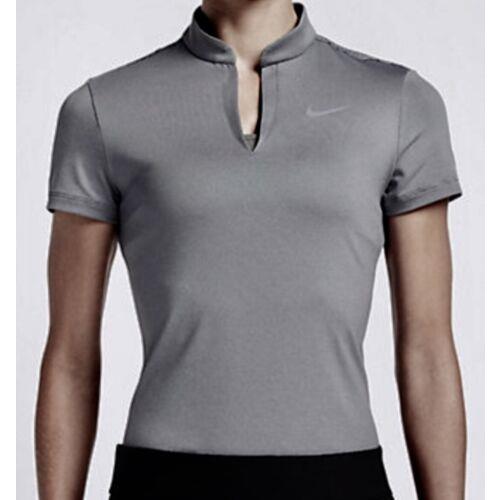 Nike Golf Ace Swing Knit Wolf Grey Black S/s Polo Shirt Womens Sz L
