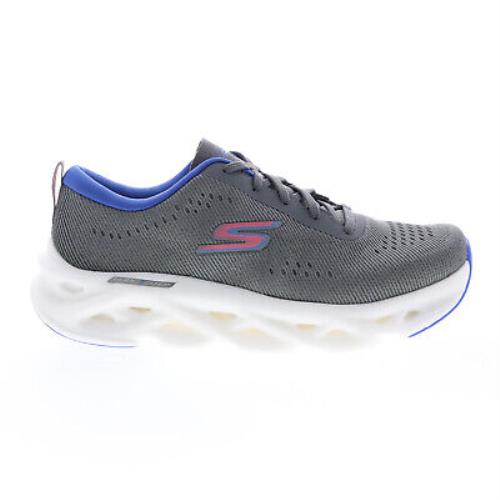 Skechers Go Run Swirl Tech 128791 Womens Gray Canvas Athletic Running Shoes