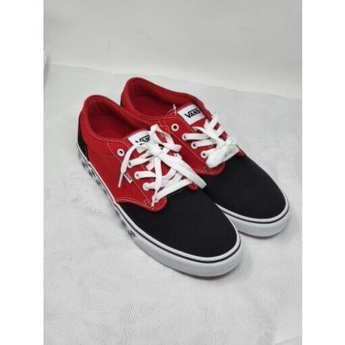 Vans Men`s Atwood Check Red Black Skate Shoes Size 11.5