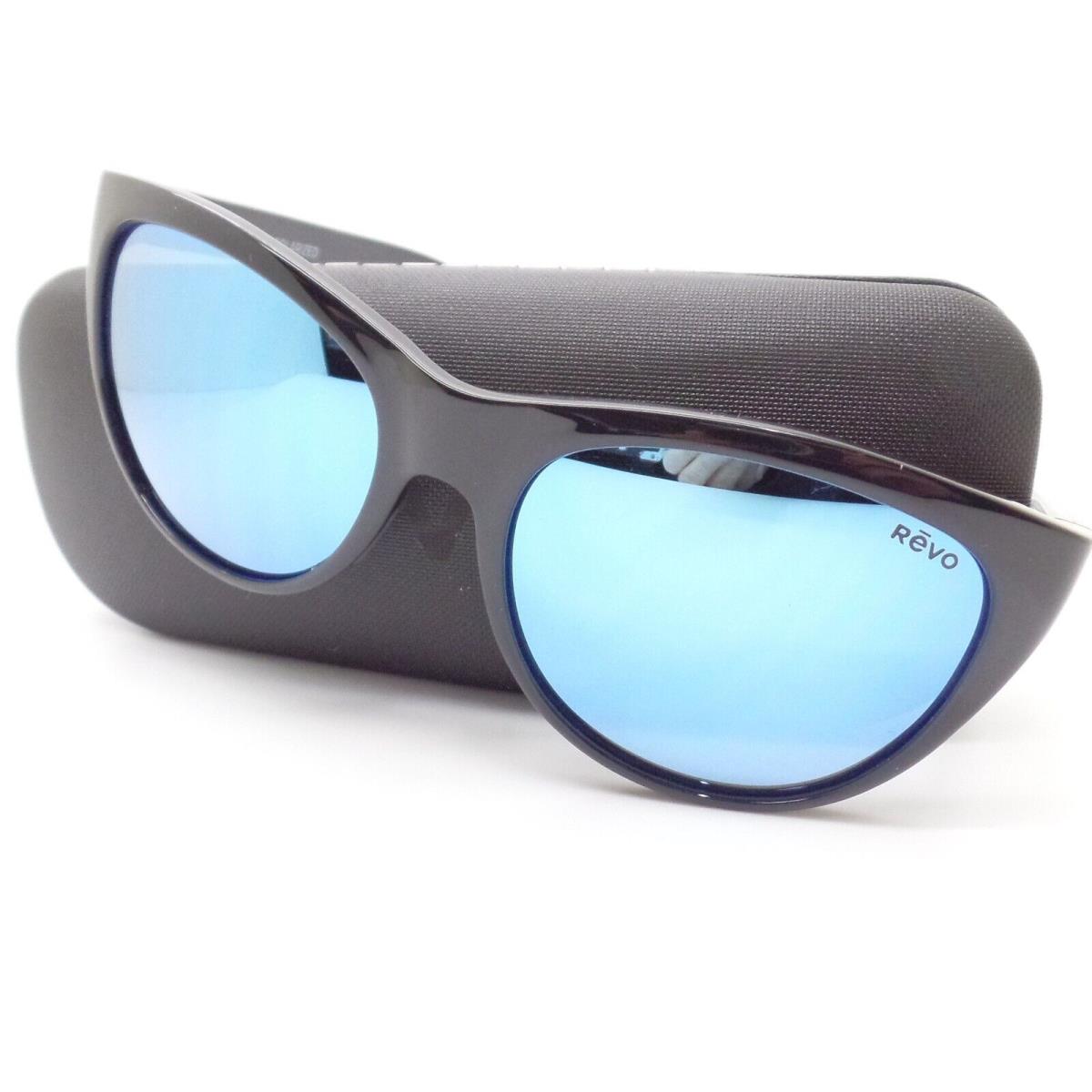 Revo Barclay Black Blue Water Polarized Mirror Sunglasses - Gloss Black Frame, Blue Water Lens