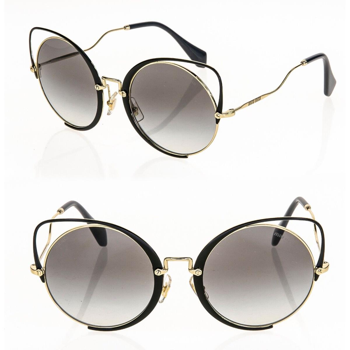 Miu Miu 51T Croisiere Sqenique Black Gold Mirror Flat Oversized Sunglasses MU51T