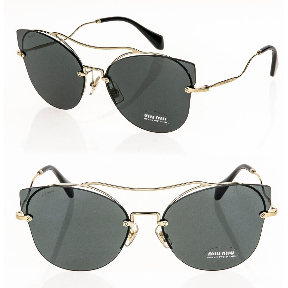 Miu Miu Scenique Butterfly 52S Gold Black Rimless Oversized Sunglasses MU52SS