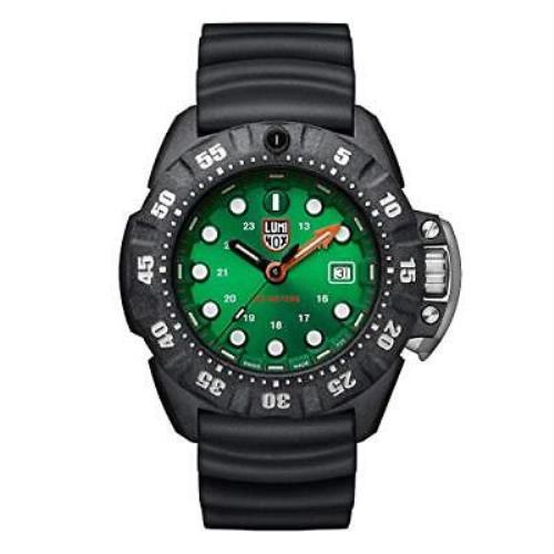 Luminox Scott Cassell Deep Dive Men`s XS.1567 Green Dial Watch - Green Dial, Black Band, Black Bezel