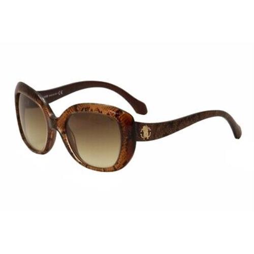 Roberto Cavalli Alula RC 828S 828/S 50F Dark Brown Glitter Snake Sunglasses 53mm
