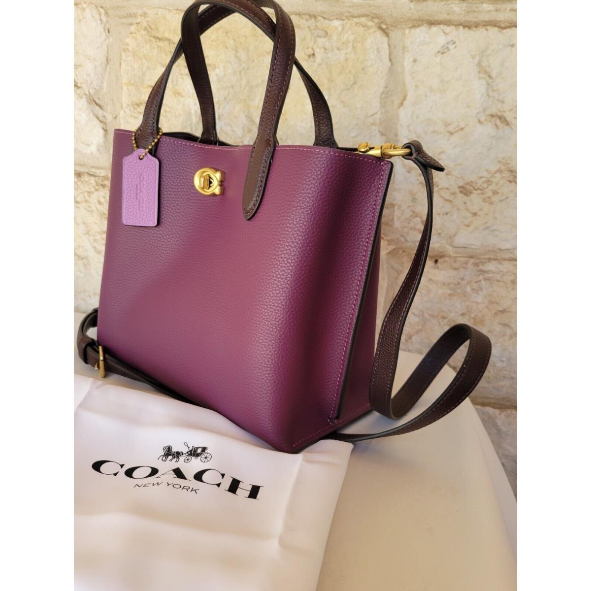 Coach offers ( Berry ) pebbled leather top handle with removable crossbody strap