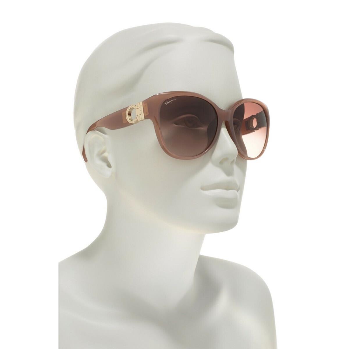 Salvatore Ferragamo SF851SRK Round Opal Rose/crystals/goldtone Frame Sunglases