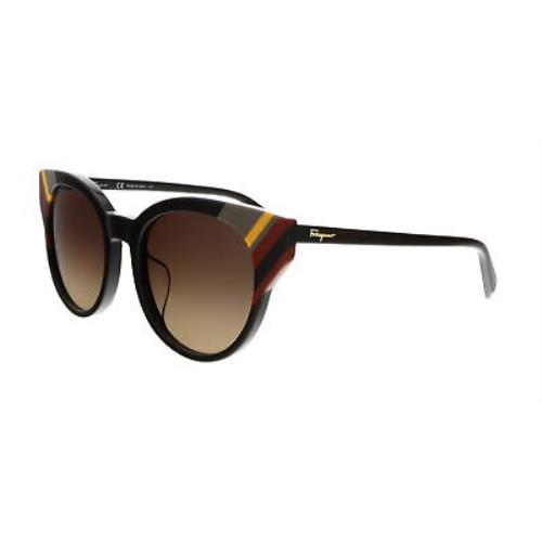 Salvatore Ferragamo SF883SA 208 Dark Brown Round Sunglasses