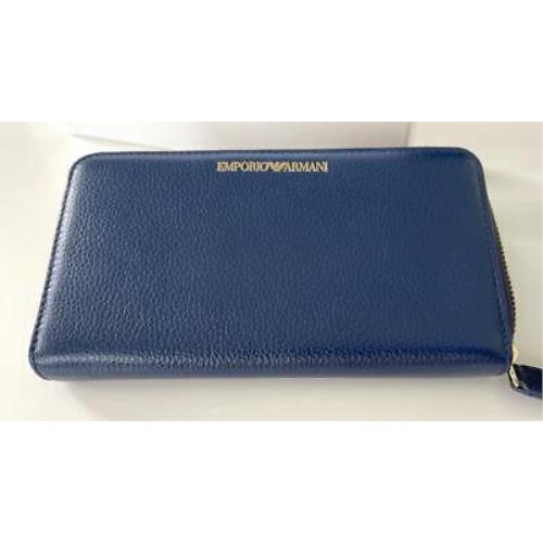 Emporio Armani Cervo Blue/black Leather Unisex Zip Saround Wallet Y3H171 8AHOC