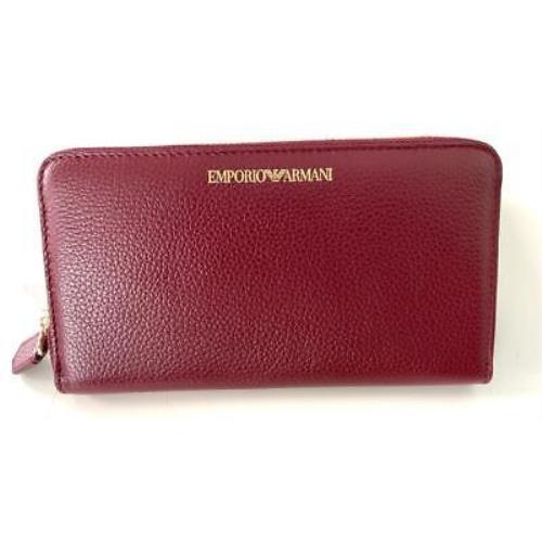 Emporio Armani Bordeaux/black Leather Unisex Ziparound Wallet Y3H171 8AHOC