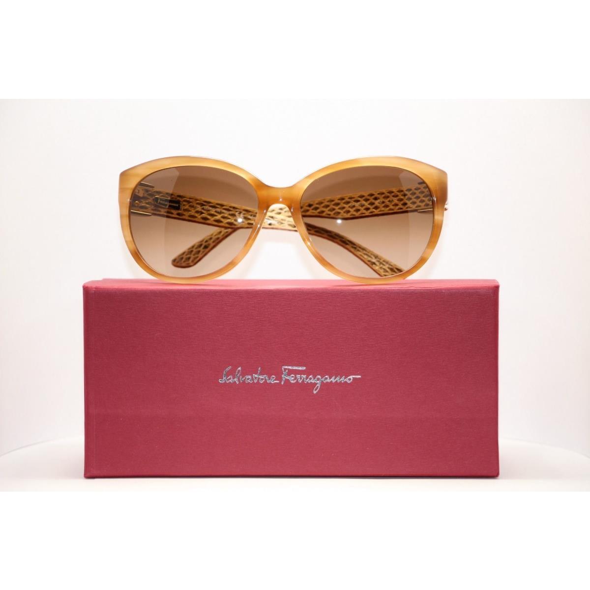 Salvatore Ferragamo SF652 260 Striped Honey Cat Eye Womens Sunglasses 59mm