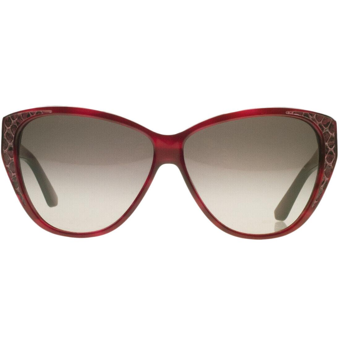 Salvatore Ferragamo SF711 616 Striped Red Cat Eye Leather Womens Sunglasses 59mm