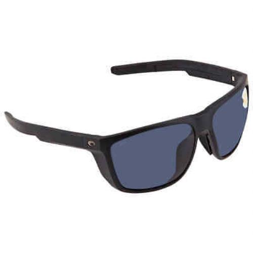 Costa Del Mar Ferg XL Grey Polarized Polycarbonate Rectangular Men`s Sunglasses - Black Frame, Grey Lens